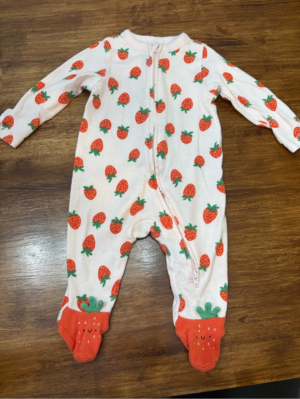 Old Navy Pink Footed One-Piece with Strawberry Print